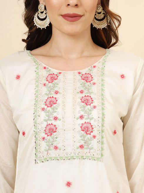 Off White Vichitra Silk Pant Suit Acy9919 Back View