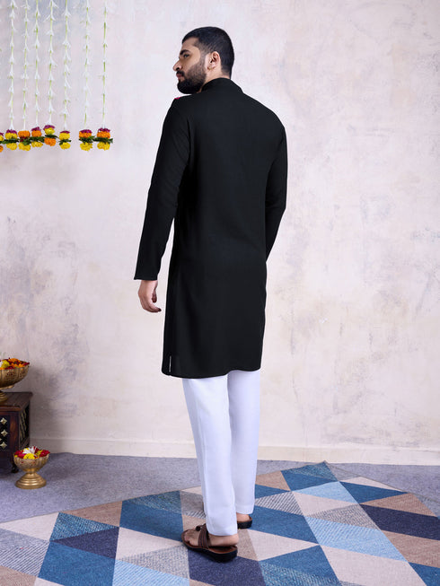 Black Kurta Rayon payjama Closure View
