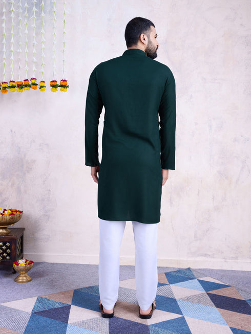 Green Kurta Rayon payjama Closure View