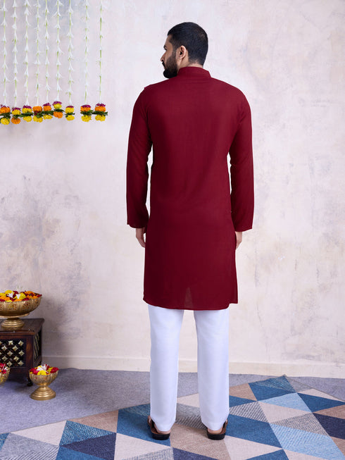 Maroon Kurta Rayon payjama Closure View