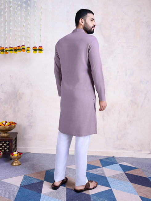 Dusty Purple Kurta Rayon payjama Closure View