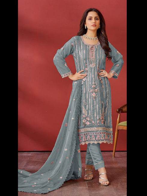 Grey Georgette Pant Suit Acy9974