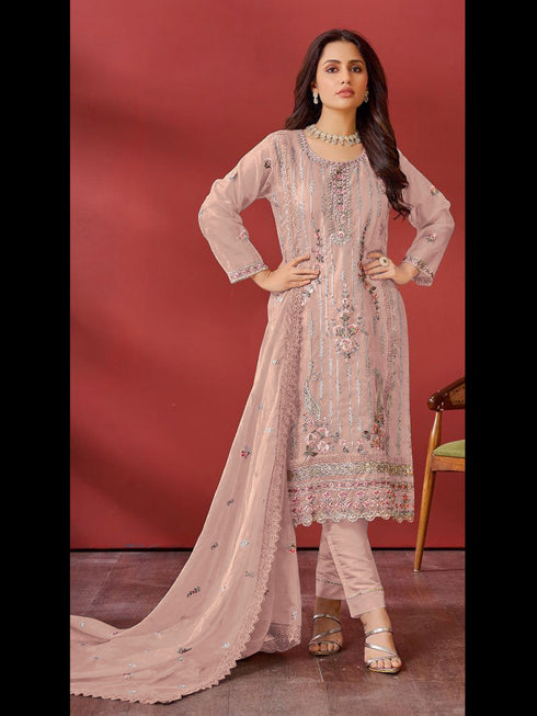Peach Georgette Pant Suit Acy9977