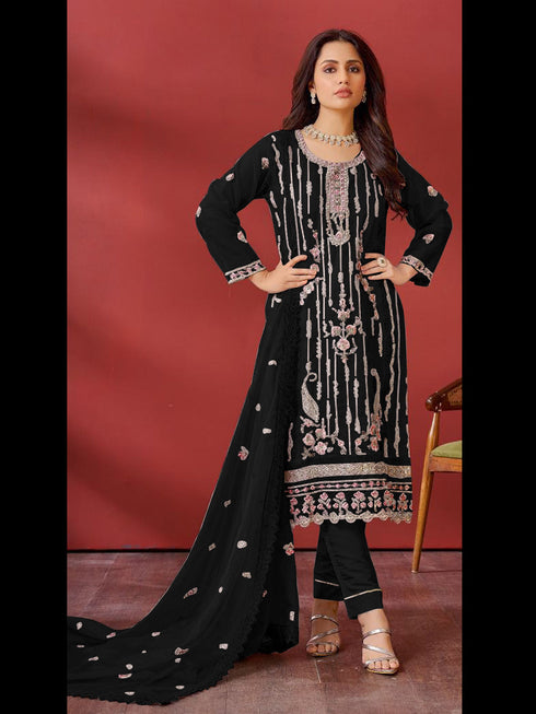Black Georgette Pant Suit Acy9978