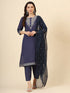Navy Blue Muslin Silk Blend Pant Suit Acy9979