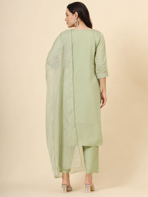 Pista Muslin Silk Blend Pant Suit Acy9980 Closure View