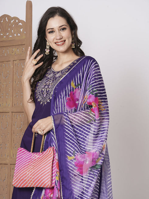 Voilet Pv Chanderi Pant Suit Acz3054 Back View