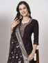 Coffee Pv Chanderi Pant Suit Acz3055 Back View