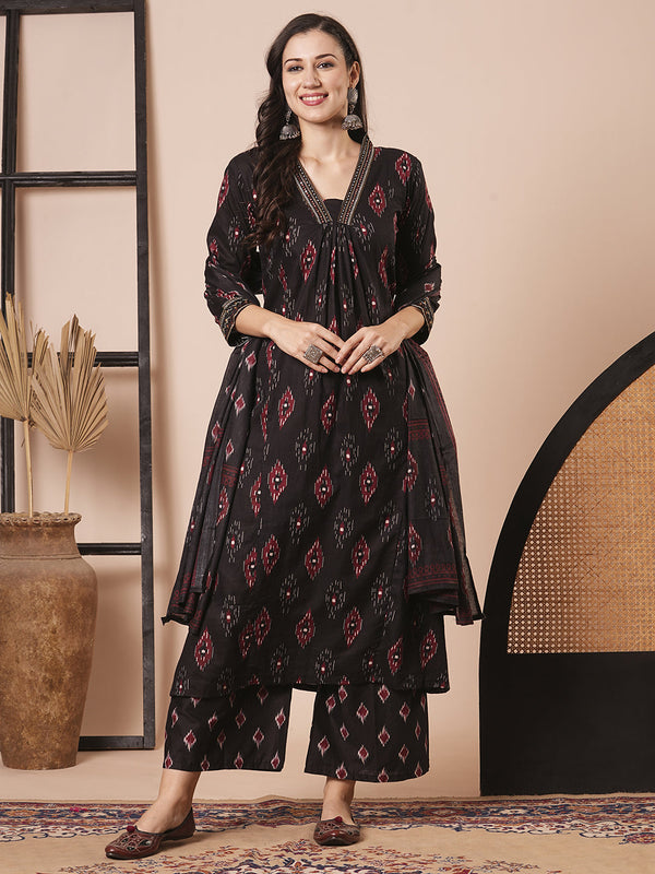 Black Cotton Blend Pant Suit Acz3058