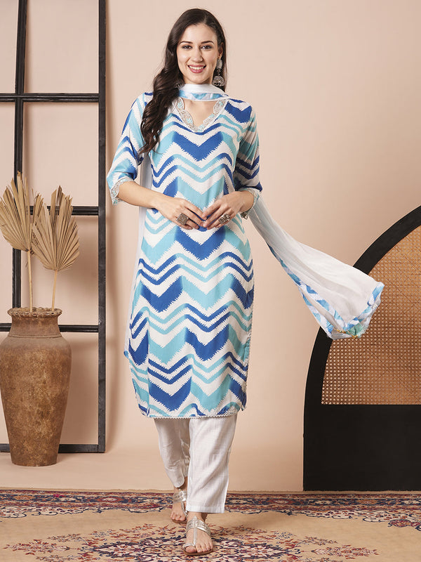 Blue Muslin Pant Suit Acz3061