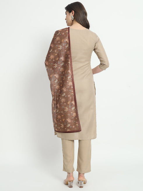 Beige Cotton Pant Suit Acz3099 Closure View