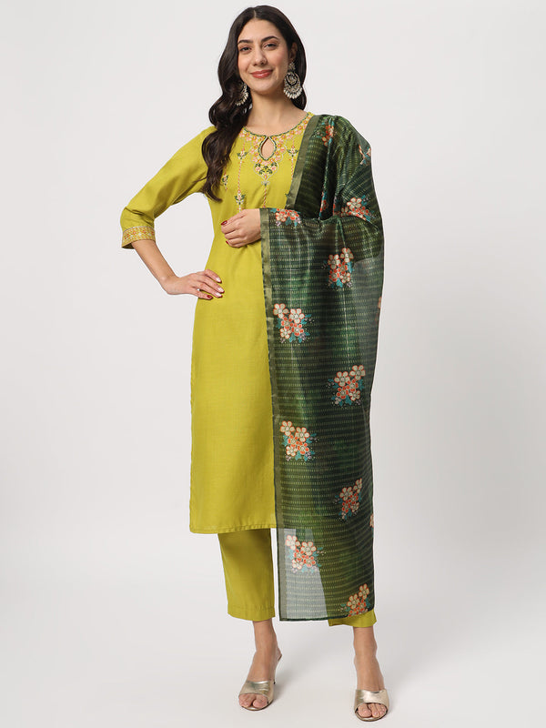 Green Cotton Pant Suit Acz3101