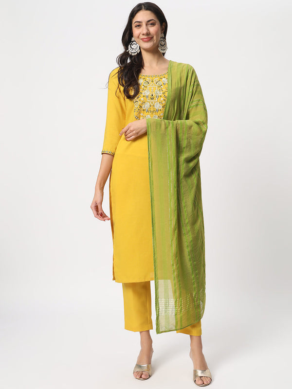 Yellow Cotton Pant Suit Acz3104