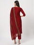 Maroon Cotton Pant Suit Acz3105 Closure View
