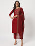 Maroon Cotton Pant Suit Acz3105