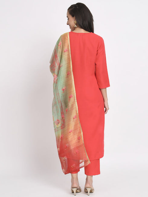 Red Magic Cotton Pant Suit Acz3108 Closure View
