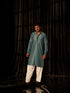 Blue Kurta Viscose Payjama Closure View