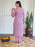 Purple Chanderi Pant Suit Acz3138 Closure View
