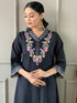 Black Chanderi Pant Suit Acz3142 Back View