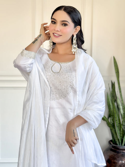 Pink Chinon Pant Suit Acz3145 Back View