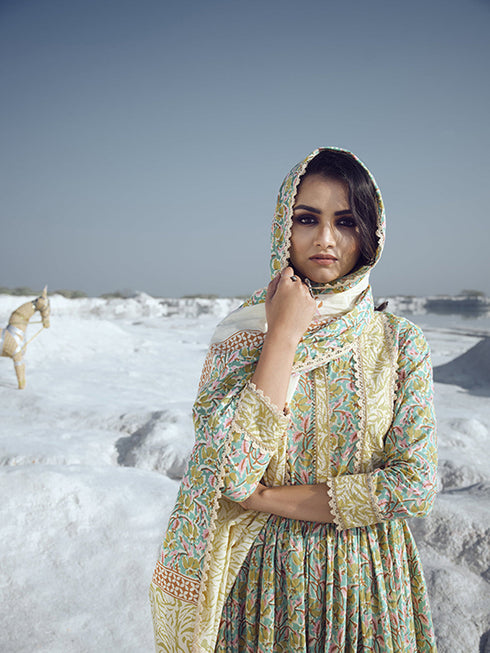 Pista Cotton Anarkali Suit Acz3153 Back View