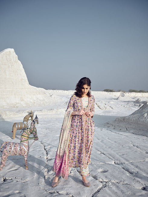 Pink Cotton Anarkali Suit Acz3154