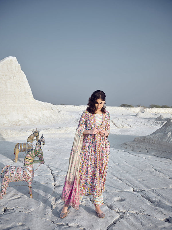 Pink Cotton Anarkali Suit Acz3154