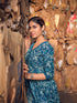 Blue Cotton Anarkali Suit Acz3157 Back View