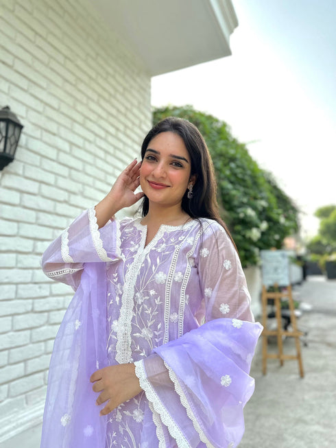 Purple Organza Pant Suit Acz3168 Back View