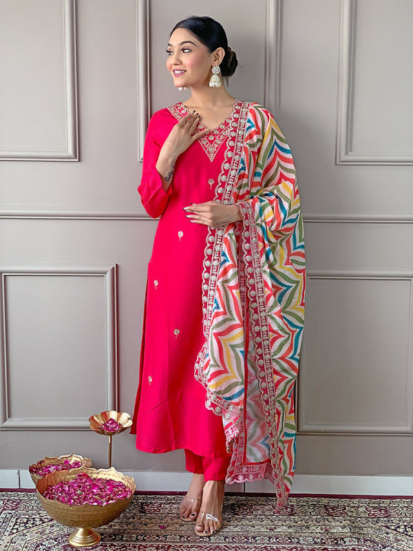 Pink Viscose Pant Suit Acz3171