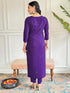 Purple Viscose Rayon Pant Suit Acz3173 Closure View