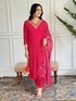 Red Viscose Rayon Pant Suit Acz3175