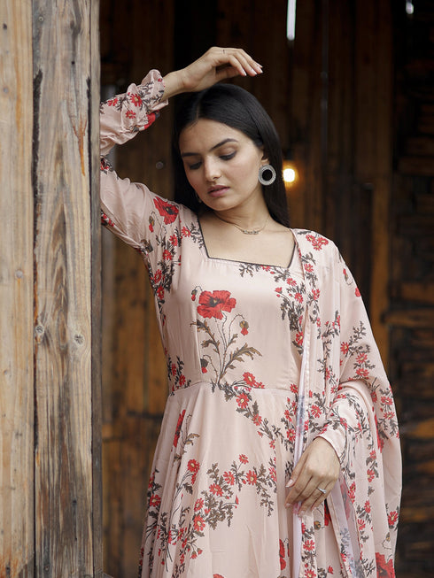 Pink Georgette Anarkali Suit Acz3196 Back View