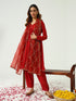 Red Chanderi Pant Suit Acz3232 Back View