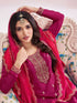 Pinkish Red Vichitra Palazzo Suit Acz3266 Closure View