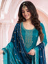 Teal Blue Vichitra Palazzo Suit Acz3269 Closure View