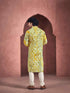 Yellow Kurta Viscose Payjama Closure View