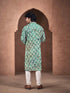 Teal Kurta Viscose Payjama Closure View