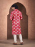 Red Kurta Viscose Payjama Closure View