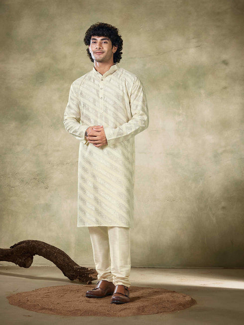 Off White Kurta Viscose Payjama