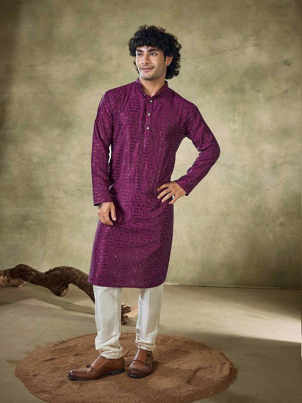 Wine Kurta Viscose Payjama