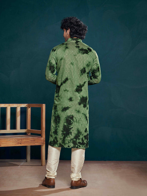 Green Kurta Viscose Payjama Closure View