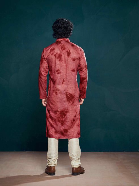 Maroon Kurta Viscose Payjama Closure View