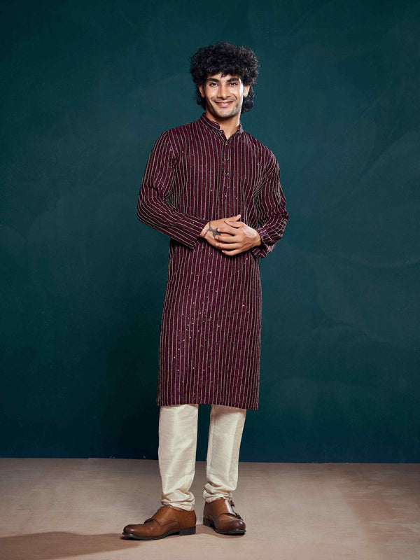 Wine Kurta Viscose Payjama