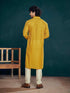 Yellow Kurta Viscose Payjama Closure View