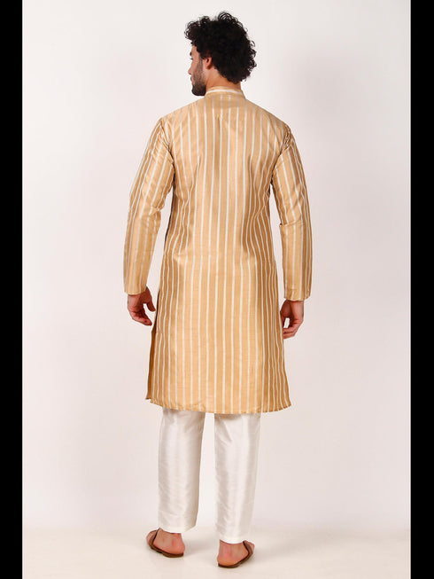 Brown Kurta Art Silk Payjama Closure View