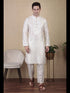 White Kurta Jacquard Silk Payjama