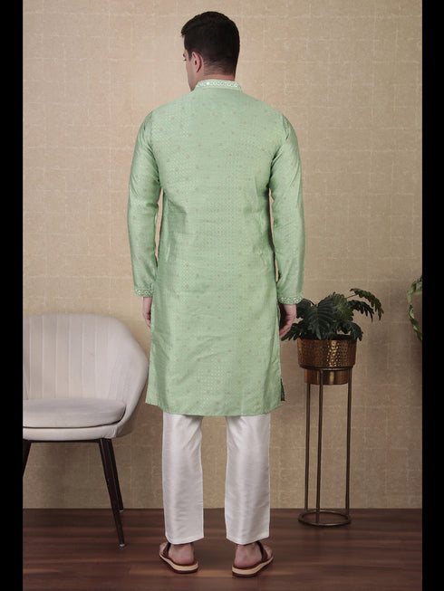 Pista Kurta Jacquard Silk Payjama Closure View