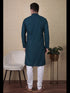 Teal Kurta Cotton Payjama Closure View