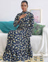 Flared Sleeve Abaya with Waist Tie Kaftan Dress